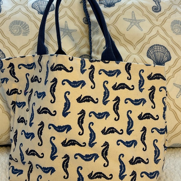 Navy & Cream Seahorse Print Tote Bag - Picture 7 of 7